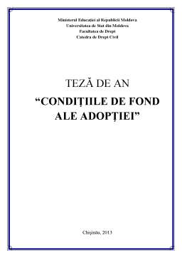 Proiect - Condițiile de Fond ale Adopției