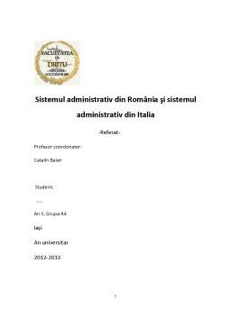 Referat - Sistemul Administrativ din România și Sistemul Administrativ din Italia