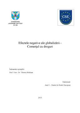 Proiect - Efectele Negative ale Globalizării - Comerțul cu Droguri