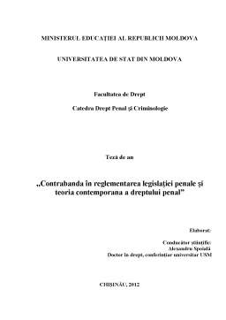 Referat - Contrabanda în Reglementarea Legislației Penale și Teoria Contemporana a Dreptului Penal