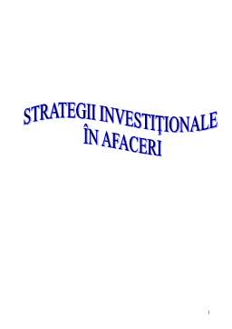 Proiect - Strategii investiționale în afaceri