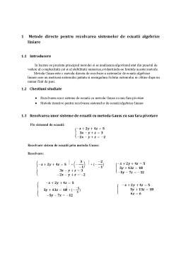 Referat - Rezolvarea sistemelor de ecuații liniare prin metode directe și iterative