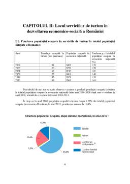 Proiect - Locul și rolul serviciilor de turism în dezvoltarea economico-socială a unei țări. studiu de caz - România