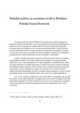 Proiect - Societate civilă și democrație - partide politice și societatea civilă în România - Partidul Social Democrat