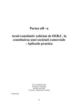 Proiect - Dreptul afacerilor - actul constitutiv între teorie și practică
