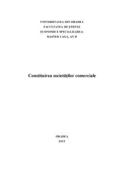 Proiect - Constituirea Societăților Comerciale