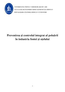 Proiect - Prevenirea și Controlul Integrat al Poluării în Industria Fontei și Oțelului