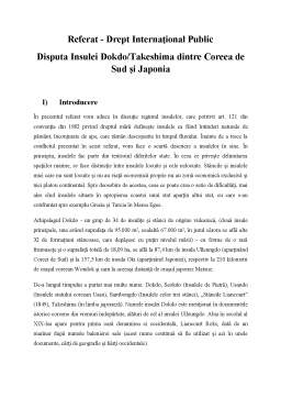 Referat - Drept internațional public disputa insulei Dokdo-Takeshima dintre Coreea de Sud și Japonia