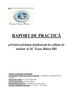 Proiect - Raport de practică - Trans Bitum SRL
