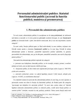 Proiect - Personalul administrației publice - statutul funcționarului public (accesul la funcția publică, numirea și promovarea)