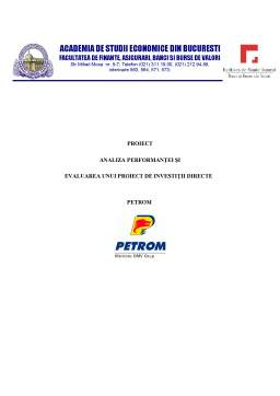 Proiect - Evaluarea unui proiect de investiții directe - Petrom