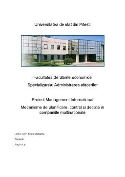 Proiect - Mecanisme de planificare, control și decizie în companiile multinaționale - SC Dacia SA