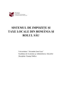 Proiect - Sistemul de impozite și taxe locale din România și rolul sau
