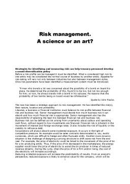 Referat - Risk Management - A Science Or An Art