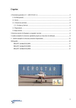 Proiect - Analiza surselor de finanțare ale întreprinderii SC Aerostar SA