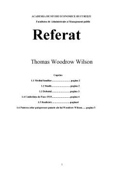Referat - Thomas Woodrow Wilson