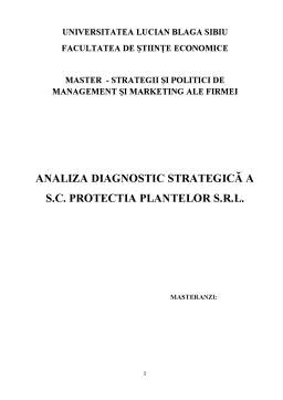 Proiect - Analiza diagnostic strategică a SC Protecția Plantelor SRL
