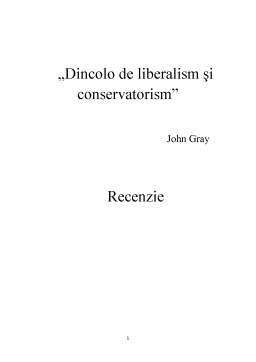 Referat - Recenzie Dincolo de liberalism și conservatorism