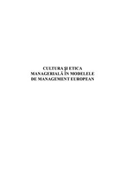 Curs - Cultura și etica managerială în modelele de management european