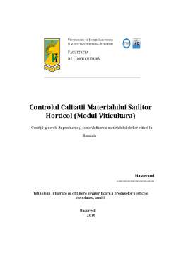 Referat - Condiții generale de producere și comercializare a materialului săditor viticol în România