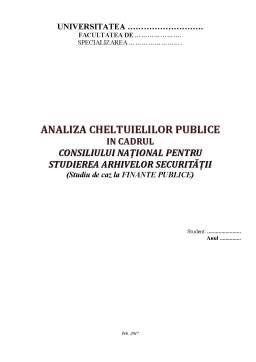 Proiect - Analiza cheltuielilor publice în cadrul consiliului național pentru studierea arhivelor securității