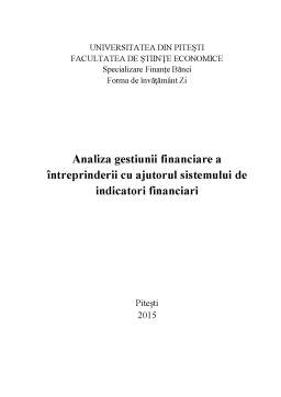 Licență - Analiza gestiunii financiare a întreprinderii cu ajutorul sistemului de indicatori financiari