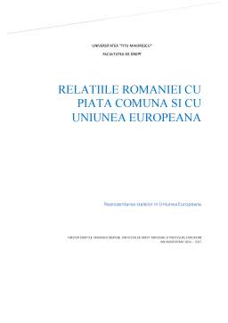 Referat - Relațiile României cu piața comună și cu Uniunea Europeană