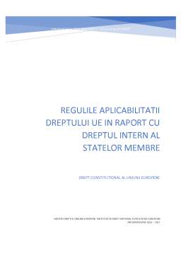 Referat - Regulile aplicabilității dreptului UE în raport cu dreptul intern al statelor membre