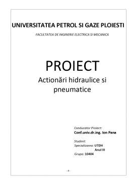 Proiect - Actionări hidraulice și pneumatice
