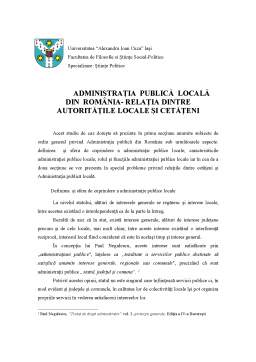 Seminar - Administrația publică locală din România - Relația dintre autoritățile locale și cetățeni