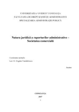 Referat - Natura juridică a raporturilor administrative - Societatea comercială
