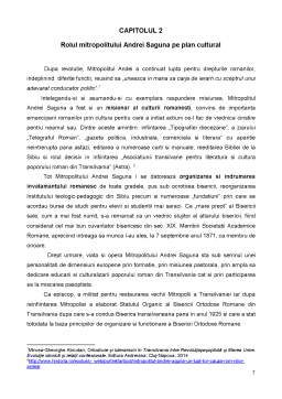 Referat - Importanța și rolul Mitropolitului Andrei Șaguna la dezvoltarea limbii române și locul sau în istorie