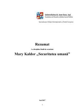 Referat - Mary Kaldor - Securitatea umană