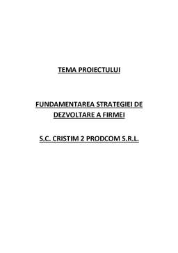 Proiect - Fundamentarea strategiei de dezvoltare a firmei S.C. Cristim 2 Prodcom S.R.L.