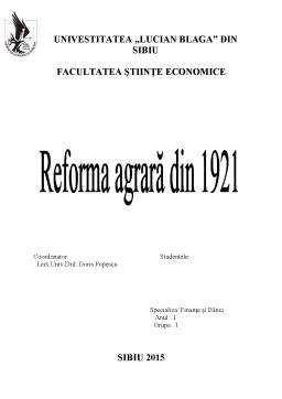 Referat - Reforma agrară din 1921