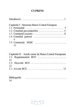 Referat - Structura și actele emise de Banca Central Europeană