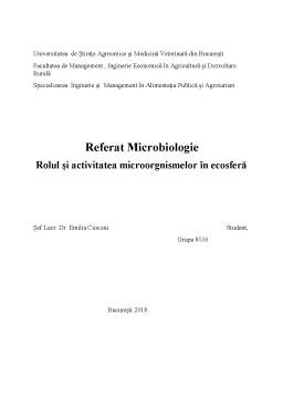 Referat - Rolul și activitatea microorganismelor în ecosferă