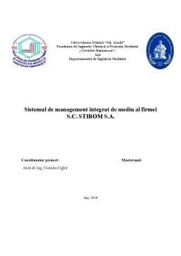 Proiect - Sistemul de management integrat de mediu al firmei S.C. STIROM S.A.