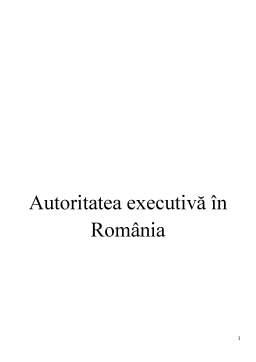 Proiect - Autoritatea executivă în România