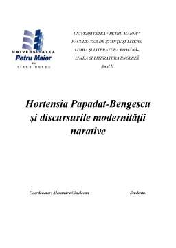 Referat - Hortensia Papadat - Bengescu și discursurile modernității narative