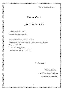 Proiect - Plan de afaceri ECO- AFIN S.R.L