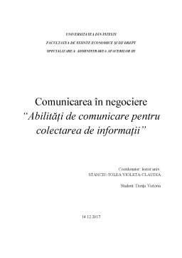 Proiect - Abilități de comunicare pentru colectarea de informații
