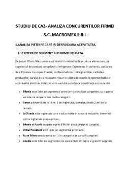 Proiect - Analiza concurenților firmei SC Macromex SRL