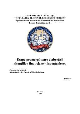 Referat - Etape premergătoare elaborării situațiilor financiare - Inventarierea