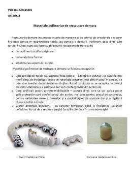 Referat - Materiale polimerice de restaurare dentară