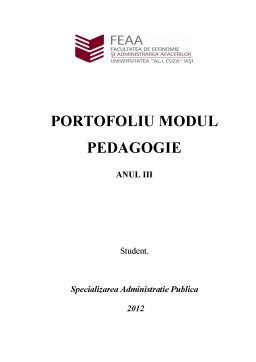 Proiect - Portofoliu Pedagogie - Fundamentele pedagogiei, teoria și metodologia curriculumului
