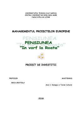 Proiect - Finanțare pensiunea În vârf la Roată