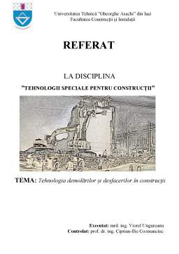 Referat - Tehnologia demolărilor și desfacerilor în construcții