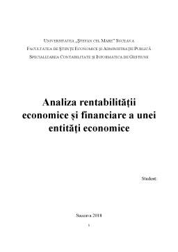 Proiect - Analiza rentabilității economice și financiare a unei entități economice