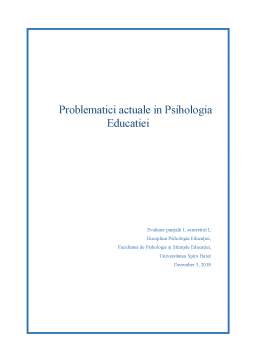 Referat - Problematici actuale în Psihologia Educației